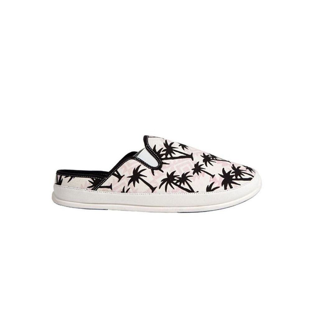 DEER STAGS  Mens White Palm Tree Spike Toe Slip On Slippers Shoes 12 M